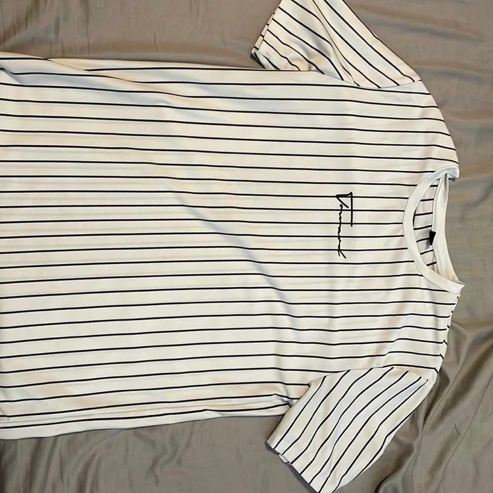 White and Black pinstriped shirt Men’s small